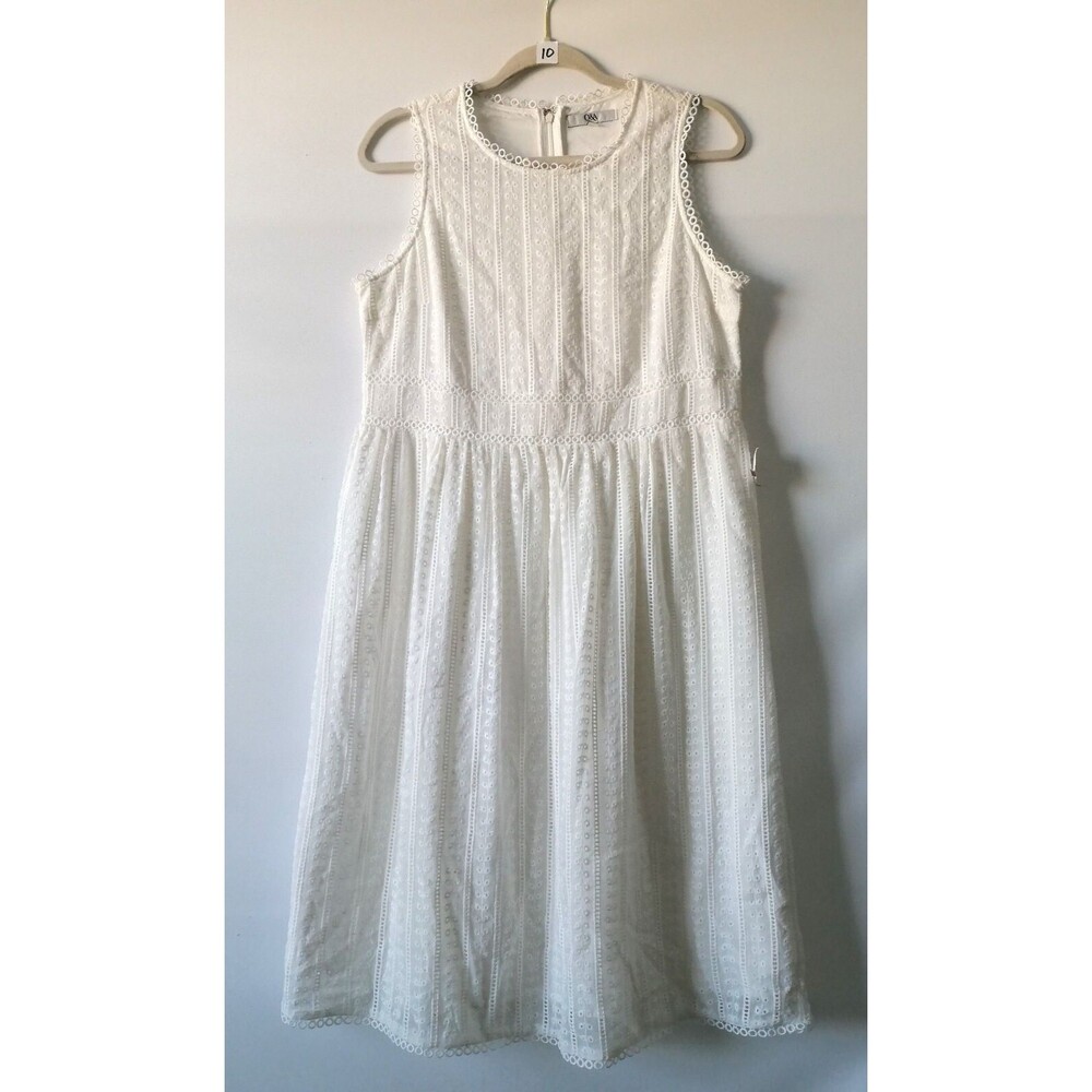 Q&A Womens White Sleeveless Eyelet Embroidered Maternity A-Line Dress Size M